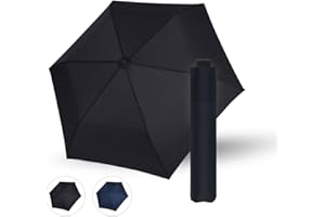 Doppler Regenschirm Zero Large in simply black I Ultra leichter Minischirm I Handöffner Taschenschirm I mit Schirmtasche I kompakt & leicht I Taschenregenschirm sturmfest