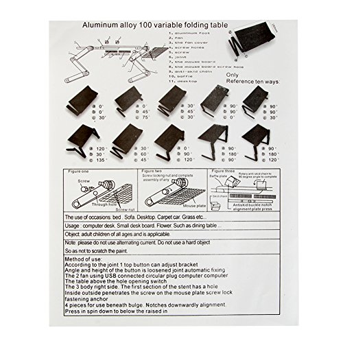 Portable Laptop Tisch Schreibtisch Ergonomische zusammenklappbar Notebook und Laptop Schreibtisch Tablett Ständer grau - 5