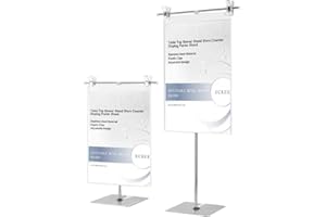 ECKEK 2 Pcs T-Sign Adjustable Metal Banner Holder Table Top Banner Stand Store Counter Display Poster Stand Advertising Display Sign Holder