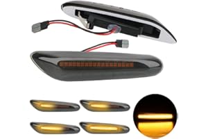 Bynome LED Dynamic Side Indicator Amber Yellow Super Bright Canbus Sequential Lights Fit for B-MW E90 E91 E92 E93 E81 E82 E83 E84 E87 E88 E60 E61 E46 E36(Smoke,2Pcs)