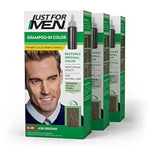 Just for Men Shampoo-In Hair Color Ash Brown 20 1 application (Pack of 3)