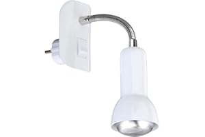 BRILONER Lampa wtykowa, lampa wtykowa, wtyk, E14, 25 W, elastyczne ramię, biała