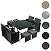 Produktbild Mendler Poly-Rattan Garten-Garnitur Kreta, Lounge-Set Sitzgruppe ~ 4 Stühle schwarz, Kissen grau