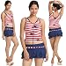 Sexy Hollow Striking Multi Red And White Scoop Neck Two Piece Skirted Bottom Swim Tankini RS.1349.00