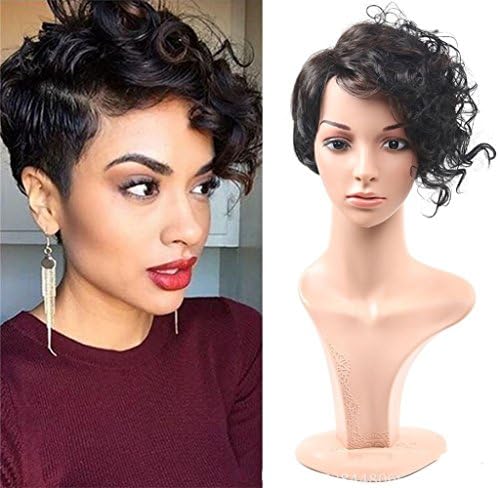 Short Curly Black Fluffy Hair Wig Side Parting African Afro Hair Synthetic Wigs For Women Short Hair Wigs Women Female Wig 5" 85g