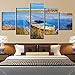 Produktbild BOMDOW Hd Drucke Leinwand Malerei Wohnkultur 5 Stücke See Wandkunst Boot Modulare Landschaft Bilder Nacht Hintergrund Kunstwerk Poster-20X35Cmx2/20X45Cmx2/20X55Cmx1