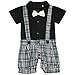 YiZYiF Infant Toddler Boy Baby Bowknot Gentleman Romper Jumpsuit Outfit Plaid Clothes