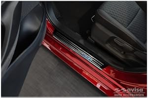 AVISA Black Inox door sill protectors compatible with Toyota Yaris IV Hatchback 2020- 'Hybrid' - 4-pieces