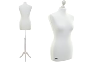 LUCCESI | Schneiderpuppe | Größen S - XL (Female) | Torso Size: L/XL (42-44) | Wechselbezug Creme-Weiss | Standfuss Weiss | Damen - Schaufensterpuppe