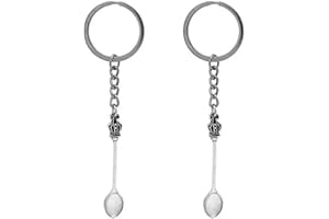 JNAWA 2 Pieces Spoon Keyring Mini Tea Spoon Keychain Gadget for Men Women Backpack Pendant Party Favors(Silver)
