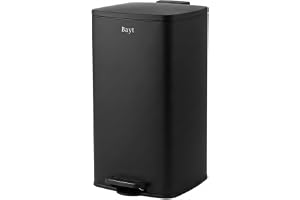 Bayt 60 l pedal köksbehållare - stor soptunna 60 liter svart rostfritt stål