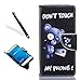 Produktbild Huawei P9 Lite Hülle,Huawei P9 Lite Hülle Case,Leeook Schön Retro Elegant Funny Cute Blau Bär DON'T TOUCH MY PHONE Muster Malerei Entwurf Ledercase Tasche Hüllen Brieftasche PU Lederhülle Flip Klapp Hülle im Bookstyle Cover Schale Stand Ständer Etui Karten Slot Schutzhülle Tasche Wallet Case für Huawei P9 Lite + 1 x Schwarz Eingabestift-Blue Bear