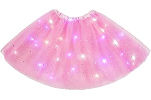 URAQT Tutu Mujer LED Luces de Colores, Tutu Falda Mujer Lentejuelas Estrellas, Tutú para Mujer, Falda De Baile De Estrella De Lentejuelas para Danza Fiesta y Halloween Disfraz