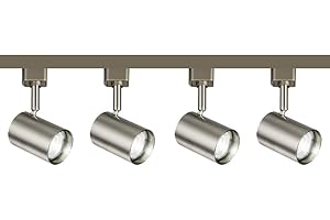 MANNINGHAM LIGHTING Brushed Chrome 5W GU10 LED 2M 2 Meter 4 Spot Single Circuit Track Spot Rail Bar Lighting for Office Kitchen Exhibition Shop Multi Directional Display Lighting Full Kit Connectors
