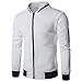 Produktbild Elecenty Herren Sweatjacke Stehkragen Bluse Reißverschluss Cardigan Übergangsjacke Winterjacke Männer Warm Mantel Pullover Sweatshirts Outwear Oberbekleidung Winterpullover Jacke (L, Weiß)