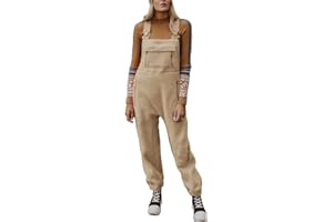 ORANDESIGNE Damen Fleece Warm Latzhose Frauen Lose Lässig Jumpsuits mit Taschen Winter Arbeitshose Overalls