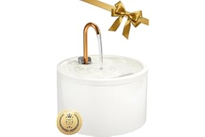 Keimi Katzenbrunnen Keramik, 2.1L Trinkbrunnen für Katze, Leiser Wasserspender für Haustiere, Katzenbrunnen für mehrere Haustiere, Filter für sauberes Wasser, Hygienisch und leicht zu reinigen, Weiße