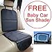 Baby Car Seat Protector Mat - Covers Under Child Seat - Leather Saver For Baby Seat - 100% Money Back Guarantee - Includes *FREE* Baby Car Sunshade