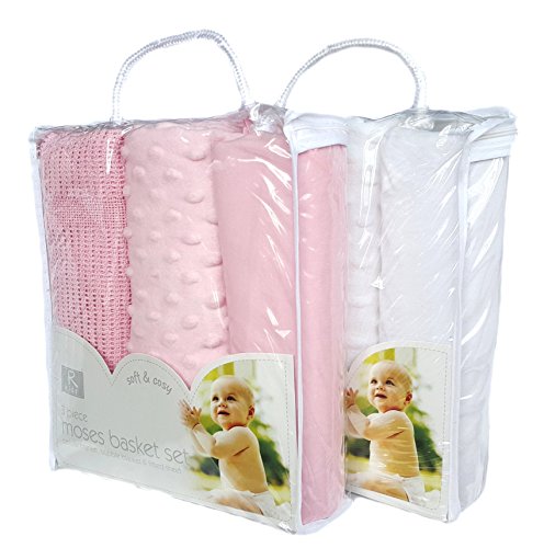 Set of 2 packs Moses baby Bedding set - Blue and White - OR - Pink and White (Pink&White)