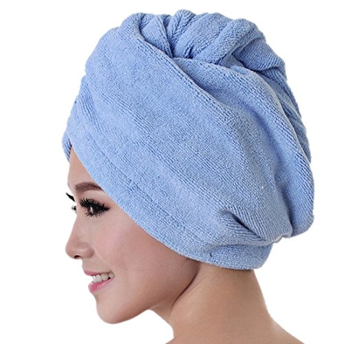 Atdoshop(TM) Microfiber Bath Towel Hair Dry Hat Cap Quick Drying Lady Bath Tool (Blue)