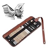 Yosoo Deluxe 18 Pieza Lápiz Croquis de Dibujo Gráfico de Bosquejo del Carbón de Leña Establecer y Lápiz Dibujando Ambientada en la Bolsa zip Lápices Arte Dibujo como Regalo de Navidad