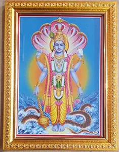Lord Vishnu Photo Frame with PLEXI Glass for Pooja Mandir.
