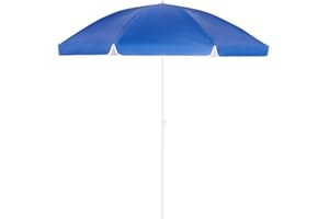 Kingsleeve® Sonnenschirm 200cm UV Schutz 50+ Neigbar mit Erdspieß Tragetasche Wasserabweisend Strand Garten Strandschirm Balkonschirm Gartenschirm Blau