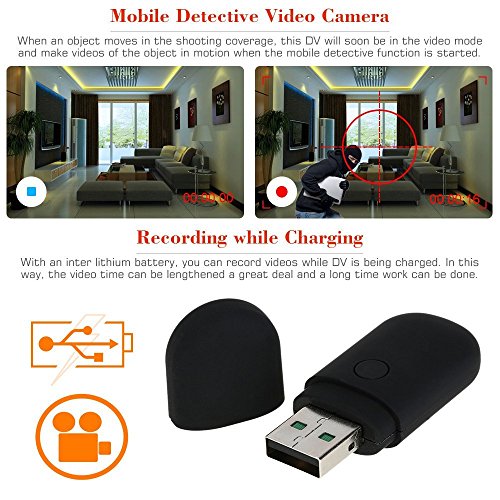 Electro-Weideworld - 960P C&aacute;mara Esp&iacute;a Flash Driver Mini DV Videoc&aacute;mara Port&aacute;til Grabador de V&iacute;deo Deteccion Movimiento Pendrive Camara