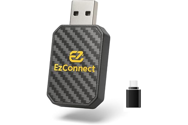 EZCONNECT Officiel - Carplay sans Fil - Adaptateur carplay sans Fil - pour Apple CarPlay/Android Auto- Bluetooth 5.3 et WiFi 6, sans décalage, Plug and Play, Connexion Automatique.