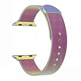 Modaworld Uhrenarmbänder für Apple Watch Series 4/3/2/1 38/44mm Ersatband, Doppelte Magnete Milanese Loop Mesh Edelstahl Metall Armband Uhrenarmband