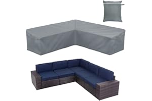 BOSKING Patio Rattan Corner Sofa Furniture Covers Waterproof 210D Oxford V Shaped Garden Furniture Sectional Couch Protector Cover for Outdoor Indoor Veranda (215x215cm/ 84x84in)