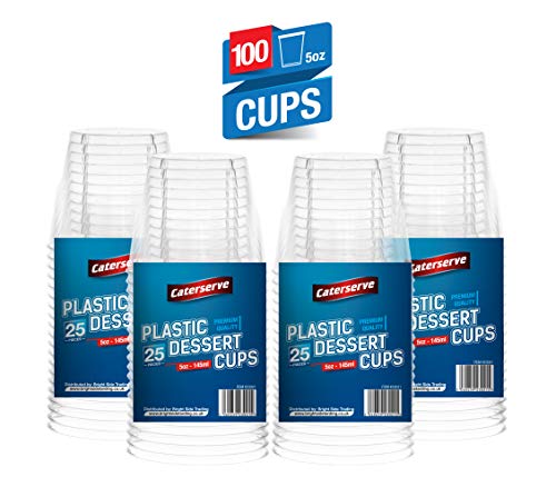 Caterserve Crystal Clear Hard Plastic Dessert Cups Disposable tumblers 5oz-145ml (100 Pcs)