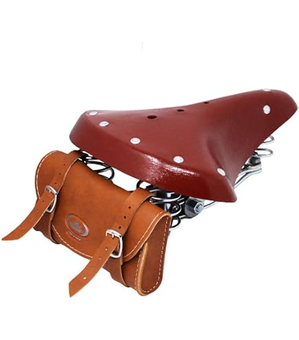 MONTEGRAPPA Aufbewahrungstasche aus Kunstleder Made in Italy + Vintage-Sattel (Farbe Sattel: Braun, Farbe der Tasche: Braun) Sport & Freizeit