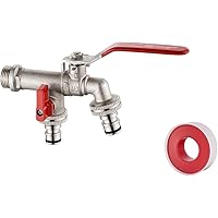 Ibergrif M22203 - Kugelauslaufhahn, Doppel Wasserhahn, Absperrhahn, Kugelauslaufhahn, Auslaufventil, Garten Wasserhahn…