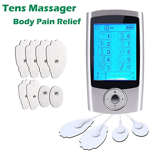 JJOBS Electroestimulador Tens,Tens EMS Masajeador Recargable con 10 Modos,2 Canales?8 Electrodos Autoadhesivos
