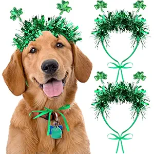 Green Shamrock Dog Headband 2 Pieces Irish Dog Outfits for Small Dogs St Patricks Day Accessories St Patricks Day Headband PET Shamrock Headband