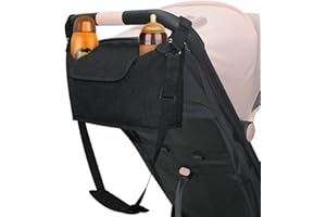 BAANFLY Large Capacity Pram Pushchair Organiser Mummy Stroller Bag Buggy Cup Bottle Holder Waterproof Universal Baby Buggy Organiser Bag with Adjustable Shoulder Strap for Baby Outdoor Supplies
