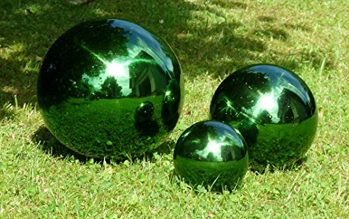 3 er Set Dekokugel in Grün ca. Ø 20cm, Ø 15cm und Ø 10cm Edelstahl Kugel - 2