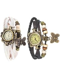 Shree Butterfly Multicolour Analog Watch for Women and Girls - Pack of 2