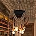 Produktbild Vintage Edison Pendelleuchte E27 Lampenfassung Retro Antik Industrielle Hanfseil Eisen Gummireifen 6-Flammig Hängeleuchte Persönlichkeit Rustikal Höhenverstellbar Hängelampe Max.40W D60cm