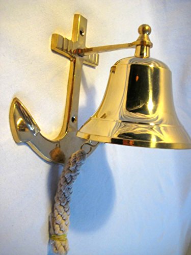 Schiffsglocke aus Messing mit Halterung, Bändsel - Glocke 7,5 cm, Gewicht 400 g