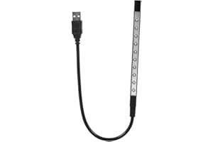 VIFERR USB Tastatur Und Leseleuchte, 10 LED Mini Leuchten, Schwanenhals, Flexible Laptop Lampen, USB betrieben, Tragbar, Für Schreibtische/Bücher/Nachttische/Tastaturen/Arbeitsplatten(Schwarz)