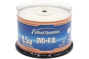 Optical Quantum Vinpower Digital - JVC OQDPRDL08WIP-H 8 X 8.5GB DVD+R DL White Inkjet Printable Double Layer Recordable Blank Media, 50-Disc Spindle