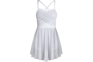 TiaoBug Mädchen Ballettkleid ärmellos Ballettanzug mit Ballettrock Ballett Dance Slip Glitzend Ballett Kostüm Trikot Body Kleider Ballettkleidung für Kinder