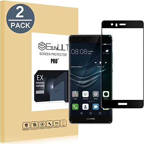 EasyULT  2 Pack  Protector de Pantalla HuaWei P9   Protector Pantalla de Cristal Templado Cobertura completa para HuaWei P9   Negro 