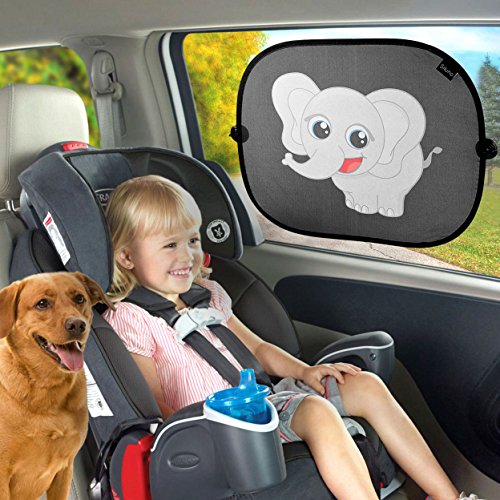 Sonnenschutz Elefant – SILUNO Sonnenblende für Auto Seitenfenster Dachfenster – Autosonnenschutz mit Saugnäpfen für Kinder Baby Erwachsene – Sonnenblenden Sonnenschutzblende Schwarz UV – mit 2 Jahren Zufriedenheitsgarantie - 3