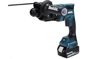 Makita DHR182ZU - Martello combinato SDS Plus (senza batteria, con aspirazione della polvere + adattatore radio AWS, 18 V, potenza di battito singola max. 1,7 Joule)