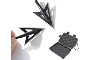 ZSHJG 10pcs Chasse Pointes de Flèches 2 Lames Broadheads 100Grains Têtes de Flèche à Lame Fixe avec Broadheads Box pour Arbalète et Arc à Poulies