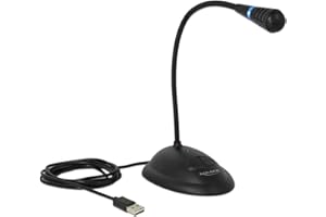 DELOCK 65871 USB-Mikrofon mit Standfuß & Mute/On&Off-Taste 1.7m, Schwarz