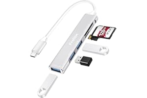 FROTOX Lettore Schede SD, 5 in 1 Adattatore USB C con Lettore di Schede SD/Micro SD, 1 USB 3.0, 2 USB 2.0, Multiporta Card Reader USB C per SD/Micro SD/TF/SDHC/SDXC/MMC (Argenteo)